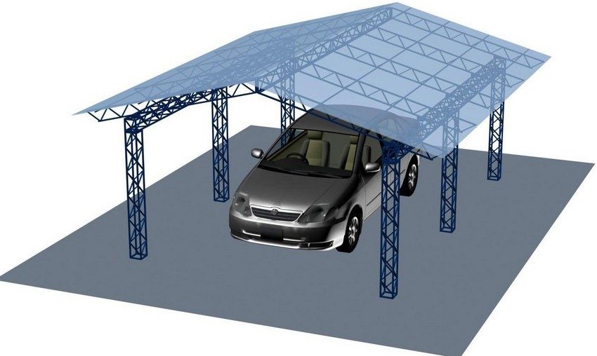 Проект навісу для автомобіля з металевим каркасом