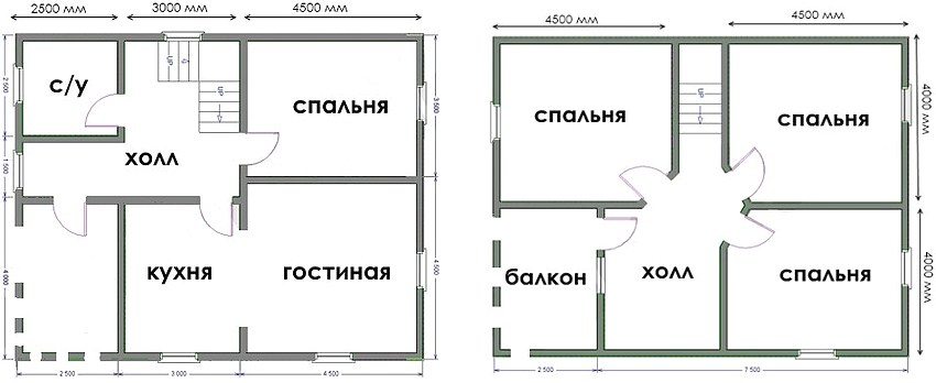 План одноповерхового будинку 8х10 з мансардою, чотирма спальнями та балконом