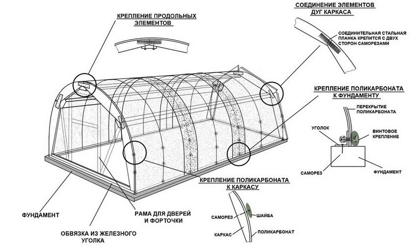 Схема облаштування теплиці з полікарбонату