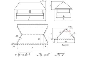 Креслення прямокутного ковпака димоходу. (Для збільшення натисніть)